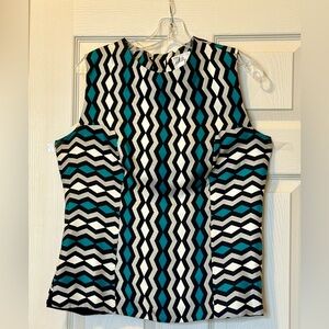 MILLY Silk Sleeveless top with geometric pattern - Size 12